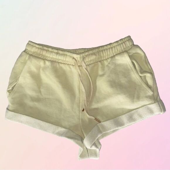 WeWoreWhat, Pale Pastel Yellow Rolled Hem Shorts - Picture 14 of 15